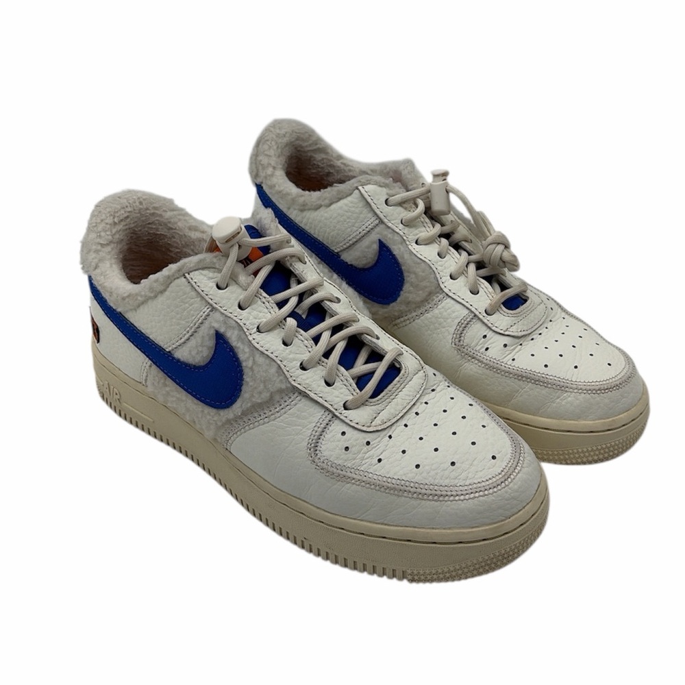 Nike Air Force 1 Low '07 Sherpa Fleece Sneakers White Blue Women's Size 8